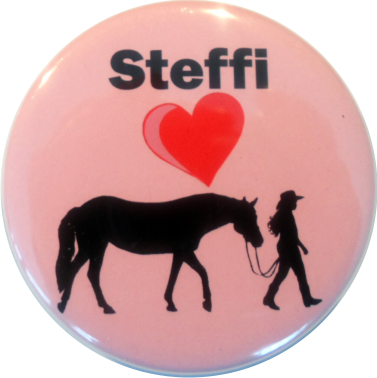 Button Pferd mit Namen rosa 1